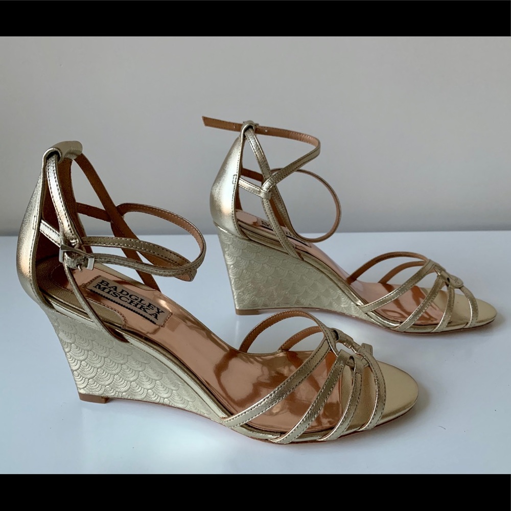 Badgley Mischka Hedy II Gold Wedge Sandals